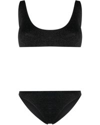 Oséree - Schwarzes lurex-bikini mit weitem ausschnitt und elastischen kanten - Lyst