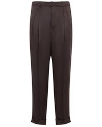 Saint Laurent - Broeken ,Bruin ,Leer Silk Pants - Lyst