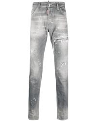 DSquared² - Distressed ripped slim cut jeans hellgrau - Lyst