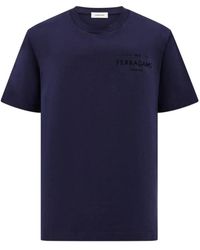 Ferragamo - Tops ,Blauw ,Katoen T-Shirt - Lyst