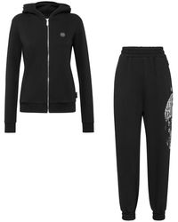 Philipp Plein - Jumpsuits & Playsuits ,Zwart ,Katoen Tracksuit Top/Broeken Skull - Lyst