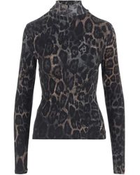 Just Cavalli - Gebreide Top Met Dierenprint En Ritssluiting - Lyst