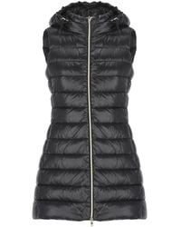 Herno - Gewatteerde Zwarte Vest Met Capuchon - Lyst