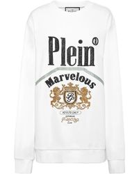 Philipp Plein - Hoodies & Sweatvesten ,Wit ,Katoen Pullover Round Neck Ls Marvelous - Lyst