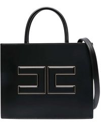 Elisabetta Franchi - Borsa shopping con placca logo - Lyst