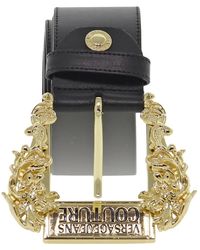 Versace - Cintura in pelle nera da donna con nappina - Lyst