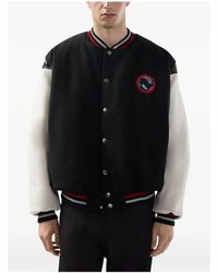 Gcds - Zwart Gestreepte Geribbelde Trim Jas - Lyst