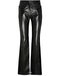 Tom Ford - Zwarte Uitlopende Leren En Fluwelen Broek - Lyst