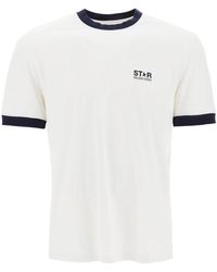 Golden Goose - T-shirt con bordi a contrasto e stampa logo - Lyst