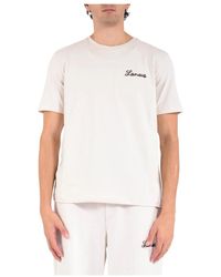 Laneus - Baumwoll-Crewneck-T-Shirt Mit Cornely-Stich - Lyst
