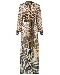 CAMILLA - Leotigra Land Jurk Met Knopen Vooraan - Lyst