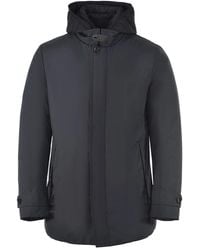 Moorer - Blauwe Waterdichte Donsjas Met Afneembare Capuchon - Lyst