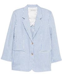 White Sand - Jassen ,Blauw ,Leer Gestreept Colbert - Lyst