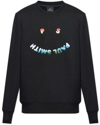 Paul Smith - Hoodies & Sweatvesten ,Zwart ,Katoen Sweatshirt Met Print - Lyst