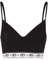 Chiara Ferragni - Ondergoed ,Zwart ,Katoen Rode Bralette Met Maxi Logomania Band - Lyst
