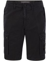 Stone Island - Cargo bermuda shorts aus leichtem stretch-baumwoll-canvas - Lyst
