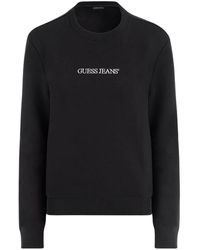 Guess - Zwarte Geborduurde Logo Trui - Lyst