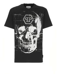 Philipp Plein - Schwarzes Baumwoll-T-Shirt Mit Skull-Print - Lyst