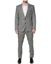 Dolce & Gabbana - Kostuums ,Grijs ,Tweed Martini Enkelrijig Formeel 2-Delig Pak - Lyst
