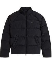Fred Perry - Jassen ,Zwart ,Leer Gewatteerd Jack - Lyst