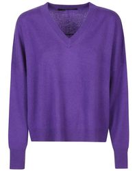 360cashmere - Amethyst high low boxy v neck sweater - Lyst