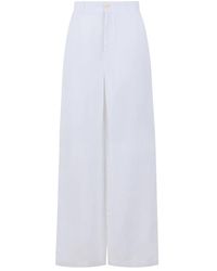 120% Lino - Wide Trousers - Lyst