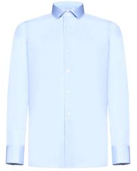D4.0 - Overhemden ,Blauw ,Katoen Twill Katoenen Overhemd - Lyst