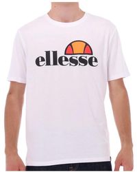 Ellesse - Tops ,Wit ,Katoen Logo Extended Witte T-Shirt - Lyst