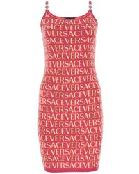 Versace - Besticktes strick-minikleid - Lyst
