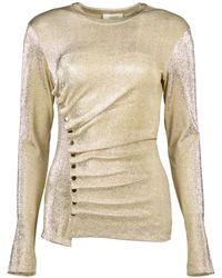 Rabanne - Tops ,Geel ,Metallic Gouden Gedrapeerde Top - Lyst