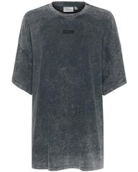 Gestuz - Tops ,Grijs ,Katoen Donkergrijs Gewassen Oversized Tee Top - Lyst