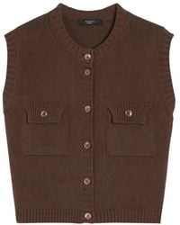 Weekend by Maxmara - Truien & Vesten ,Bruin ,Katoen Katoenen Gebreid Vest Met Moeder-Van-Parel Knopen - Lyst