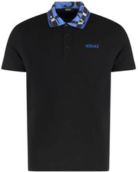 Versace - Polo-Shirt Mit Gemustertem Kragen - Lyst
