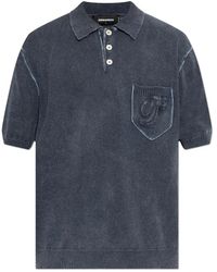 DSquared² - Tops ,Blauw ,Katoen Signature Polo Met Korte Mouwen - Lyst