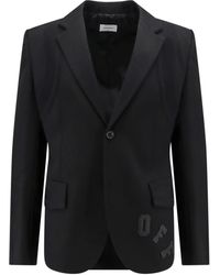 Off-White c/o Virgil Abloh - Jassen ,Zwart ,Polyester Off- Logo Geborduurd Single-Breasted Blazer - Lyst
