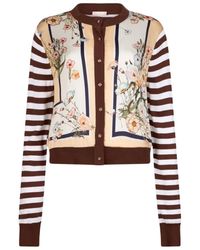 Liu Jo - Truien & Vesten ,Veelkleurig ,Polyester Wa 6384Ms 49Ip 9245 Cardigan Met Ingezette Bedrukte Twill - Lyst