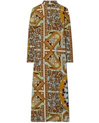 Tory Burch - Gemustertes Midi-Kleid Mit Rollkragen - Lyst