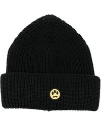 Barrow - Accessoires ,Zwart ,Katoen Geribbelde Gebreide Beanie - Lyst