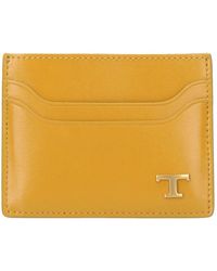 Tod's - Accessoires ,Geel ,Leer Gele Leren Kaarthouder Portemonnee - Lyst