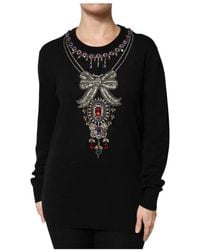 Dolce & Gabbana - Kristallverziertes Pullover-Sweatshirt - Lyst