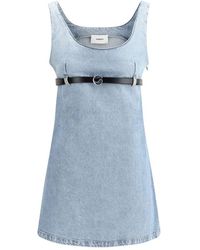 Coperni - Denim Korte Jurk Met Leren Riem - Lyst