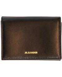 Jil Sander - Schwarze Geprägte Brieftasche Kartenhalter - Lyst