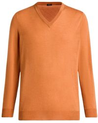 Kiton - Truien & Vesten ,Oranje ,Kasjmier Zijde Kasjmier V-Hals Trui - Lyst