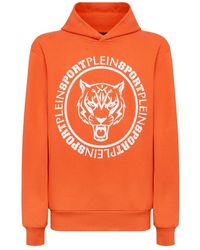 Philipp Plein - Fitness ,Oranje ,Katoen Hooded Sweatshirt Carbon Tiger - Lyst