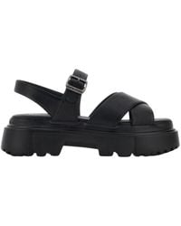 Hogan - Schwarze sandalen mit überkreuzten bändern - Lyst