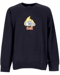 Huf - Hoodies & Sweatvesten ,Zwart ,Katoen Zwarte Crew Neck Sweatshirt Met Lange Mouwen - Lyst