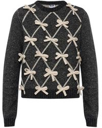 Moschino - Textured Knit Sweater With Decorative Bows - Lyst