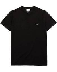 Lacoste - Th 6709 t-shirt aus pimabaumwolle schwarz - Lyst