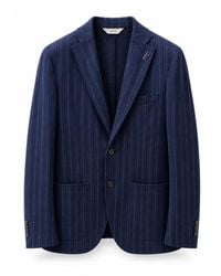 Paoloni - Jassen ,Blauw ,Katoen Pinstripe Jersey Jas - Lyst