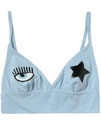 Chiara Ferragni - Ondergoed ,Blauw ,Katoen Eye-Star Bralette Voor Vrouwen - Lyst